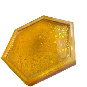Hexagonal Gold Glitter Coaster